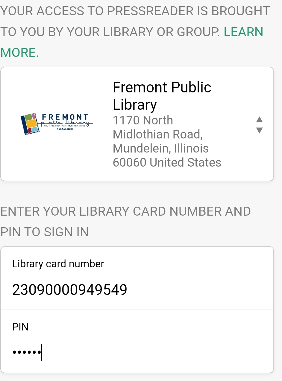 STEP 4: Enter Library card number & PIN
